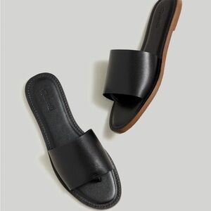 Women’s MADEWELL Black Leather  boardwalk Slide Sandal Size 6